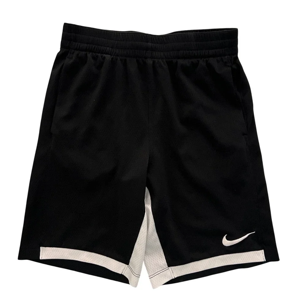 Nike Dri-FIT Boys Black Athletic Basketball Shorts Size Large L Mesh Swoosh